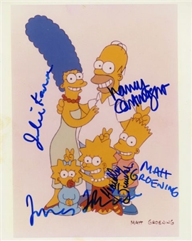 The Simpsons Cast Signed 8x10 Photo (Nancy Cartwright, Julie Kavner, Yeardley Smith, Matt Groening, & James L. Brooks)